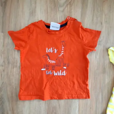 Topomini T-Shirt Gr. 80 orange mit Tiermotiv
