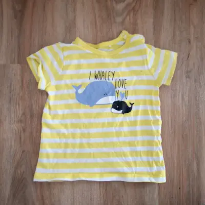 Topomini T-Shirt Gr. 74 gestreift gelb-weiß Wale
