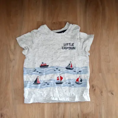 Topomini T-Shirt Gr. 80 grau meliert mit Booten