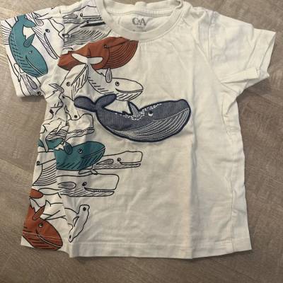C&A T-Shirt Gr. 98 weiß mit Wal-Motiv