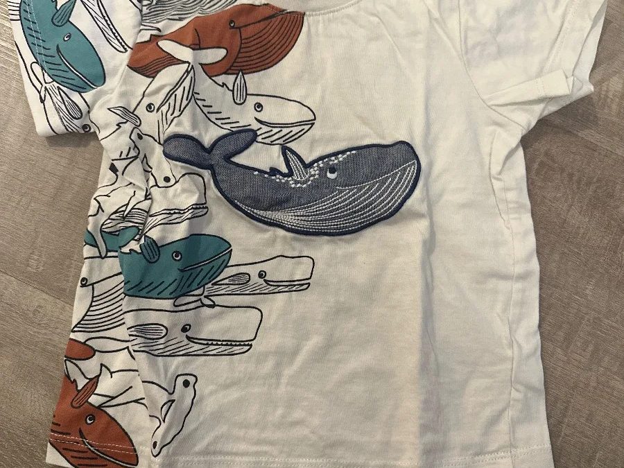 C&A T-Shirt Gr. 98 weiß mit Wal-Motiv – Foto 1