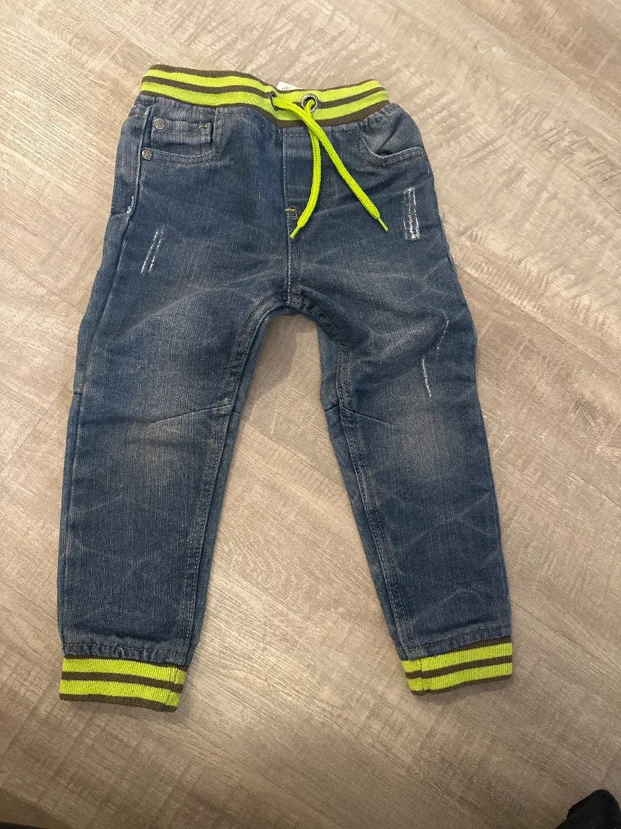 Kiki & Koko Jeans Hose Gr. 98 blau neongrün