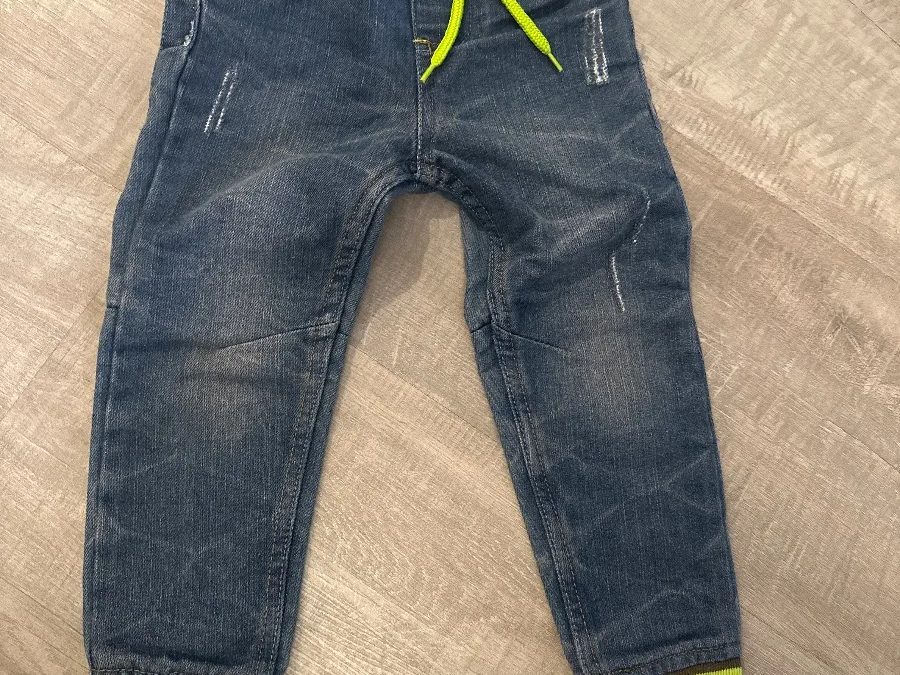 Kiki & Koko Jeans Hose Gr. 98 blau neongrün – Foto 1