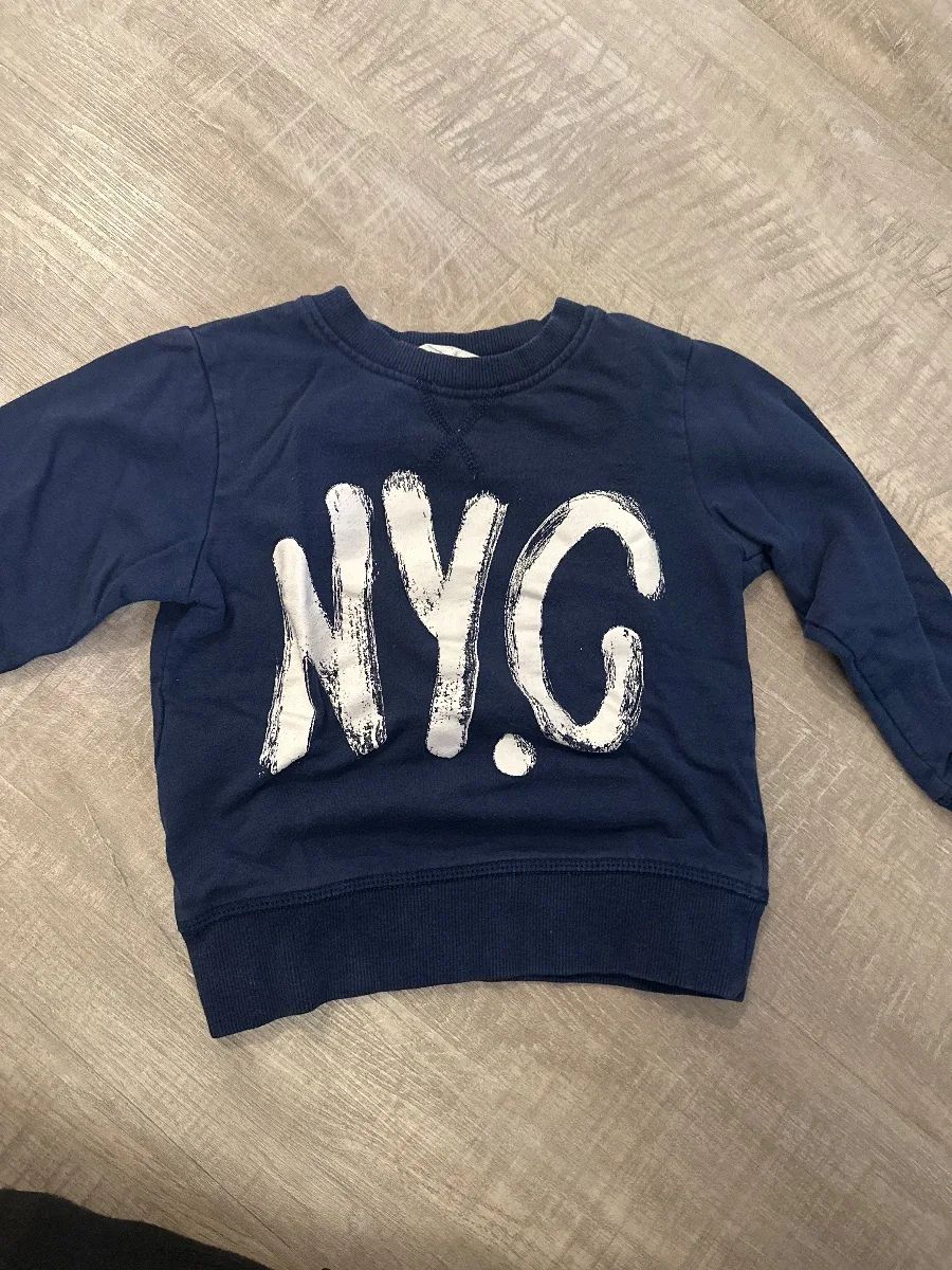 H&M Sweatshirt Gr. 98 NYC Aufdruck dunkelblau
