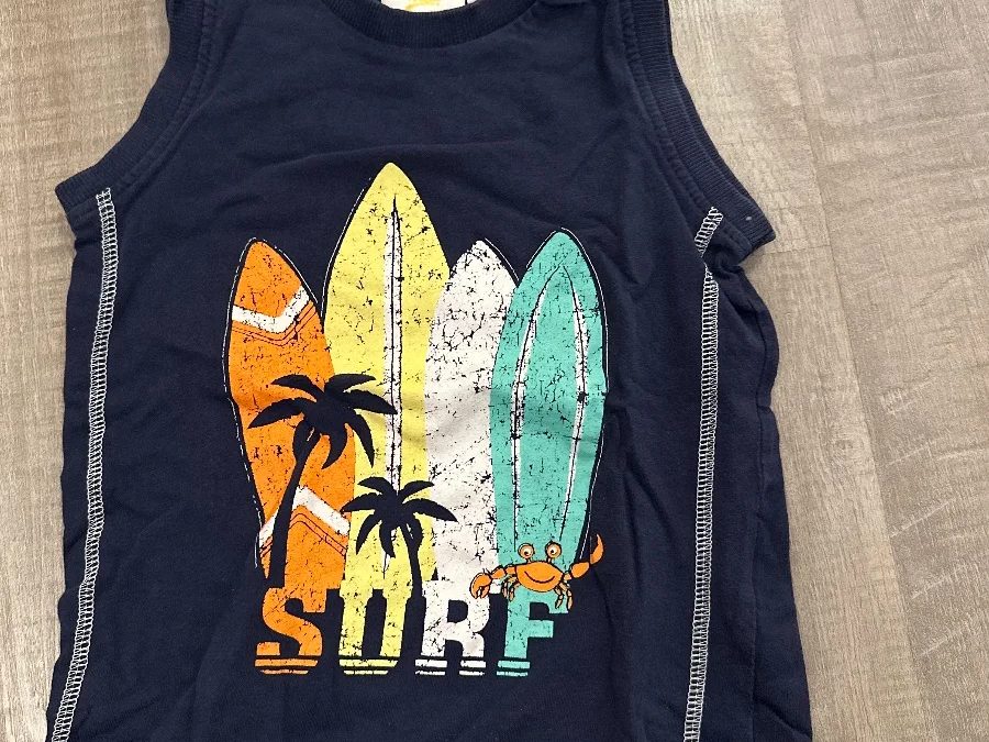 Kids Tank Top Gr. 98 dunkelblau mit Surf-Print – Foto 1